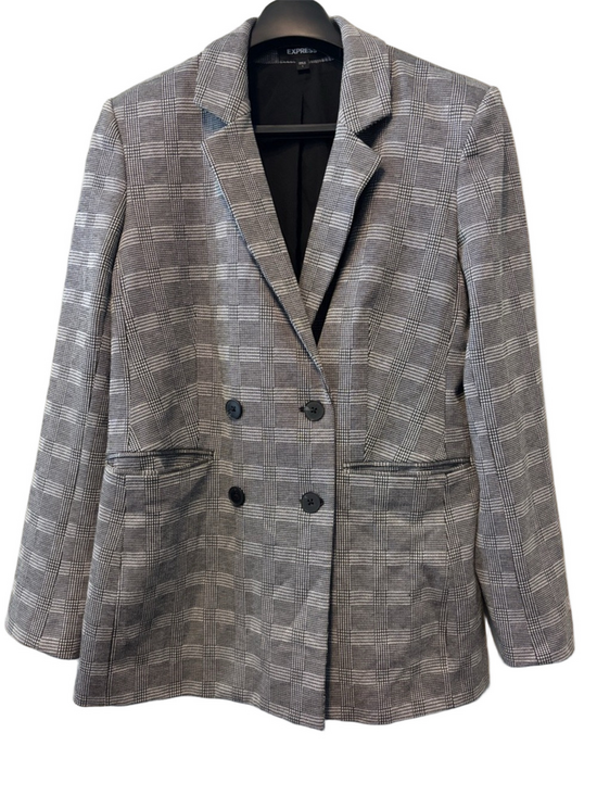 Express Jackets & Blazers - Express Black White Glen Plaid Double Breasted Blazer Size L